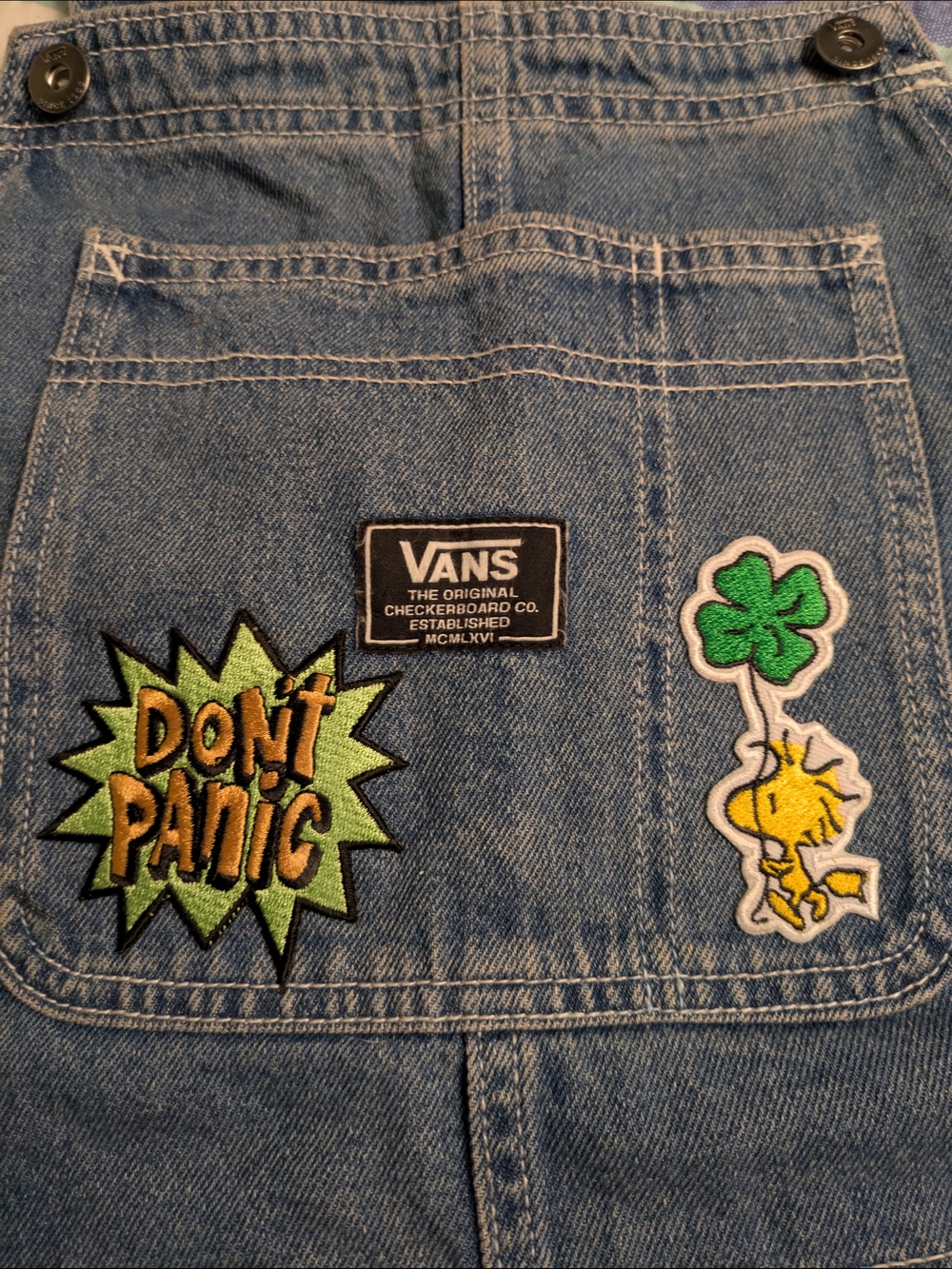 Vans Blue Denim Patchwork Overalls - Picture 3 of 10